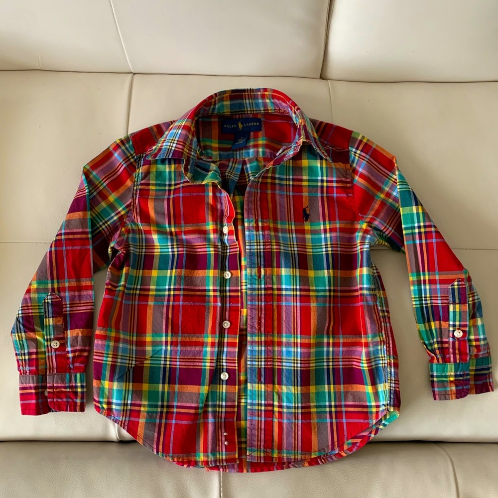 Kids POLO Ralph Lauren size 4 red plaid shirt